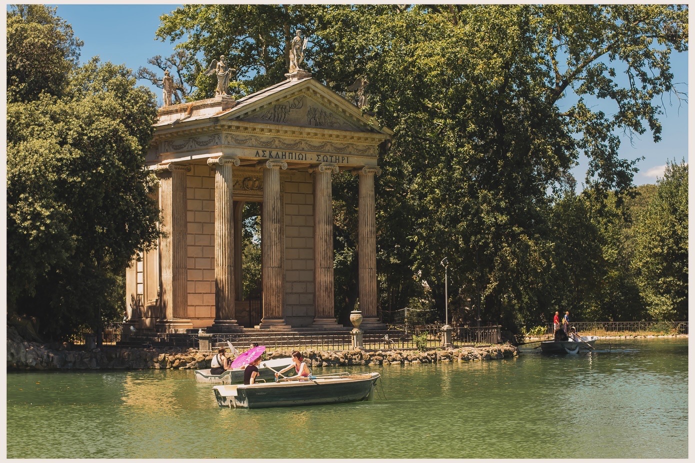 Villa Borghese lake temple Rome