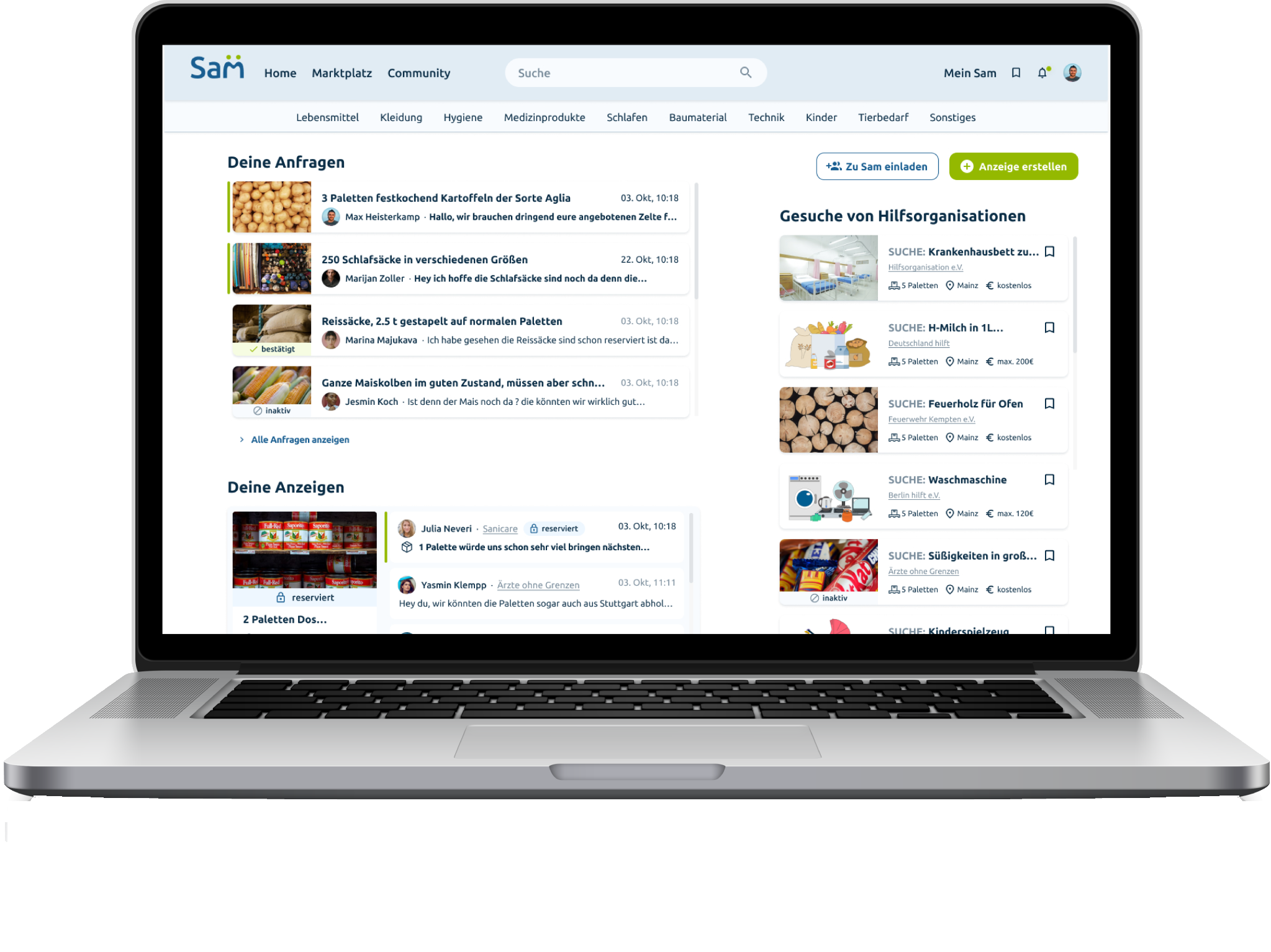 SAM Dashboard Laptop Mockup
