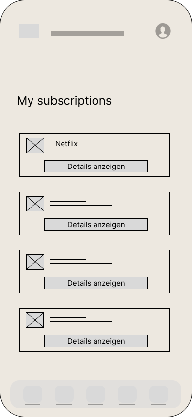 Subscriptions Wireframe