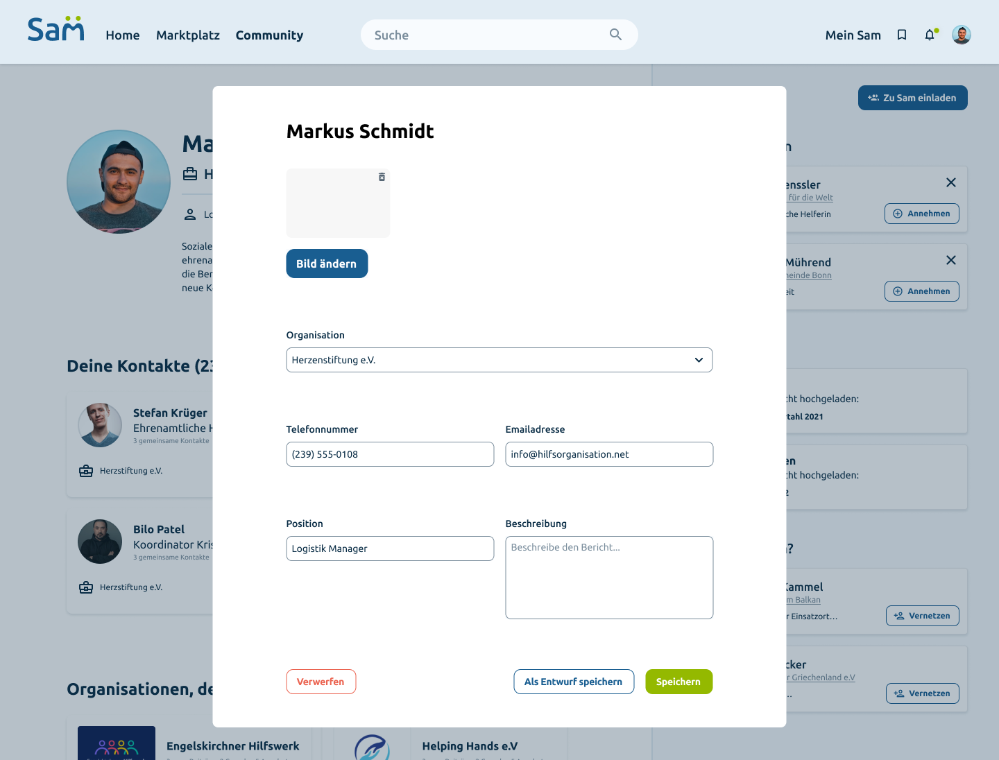 Profil und Community Ansicht