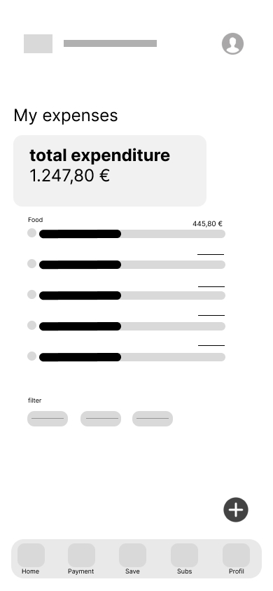 Mid-Fi Wireframe — My expenses