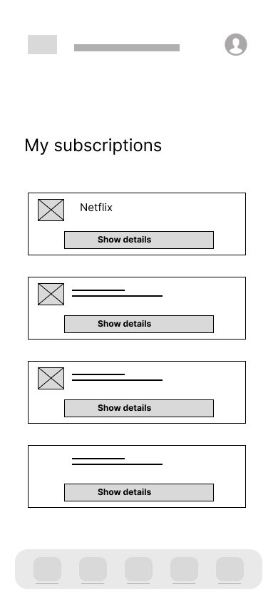 Lo-Fi Wireframe — Subscriptions